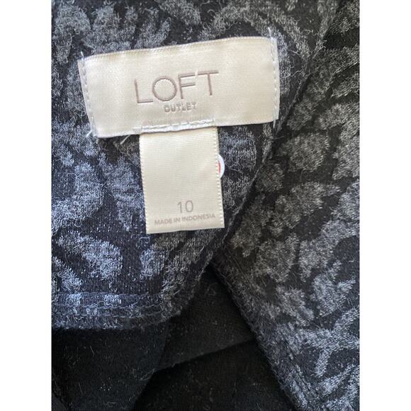 Loft Women's 10 Gray Fit and Flare Gray Jaquard Skirt Corpcore Academia - Picture 7 of 7